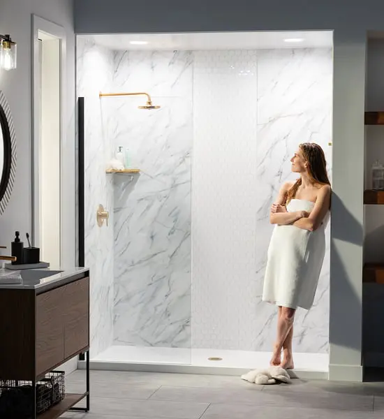 Modern marble shower enclosure