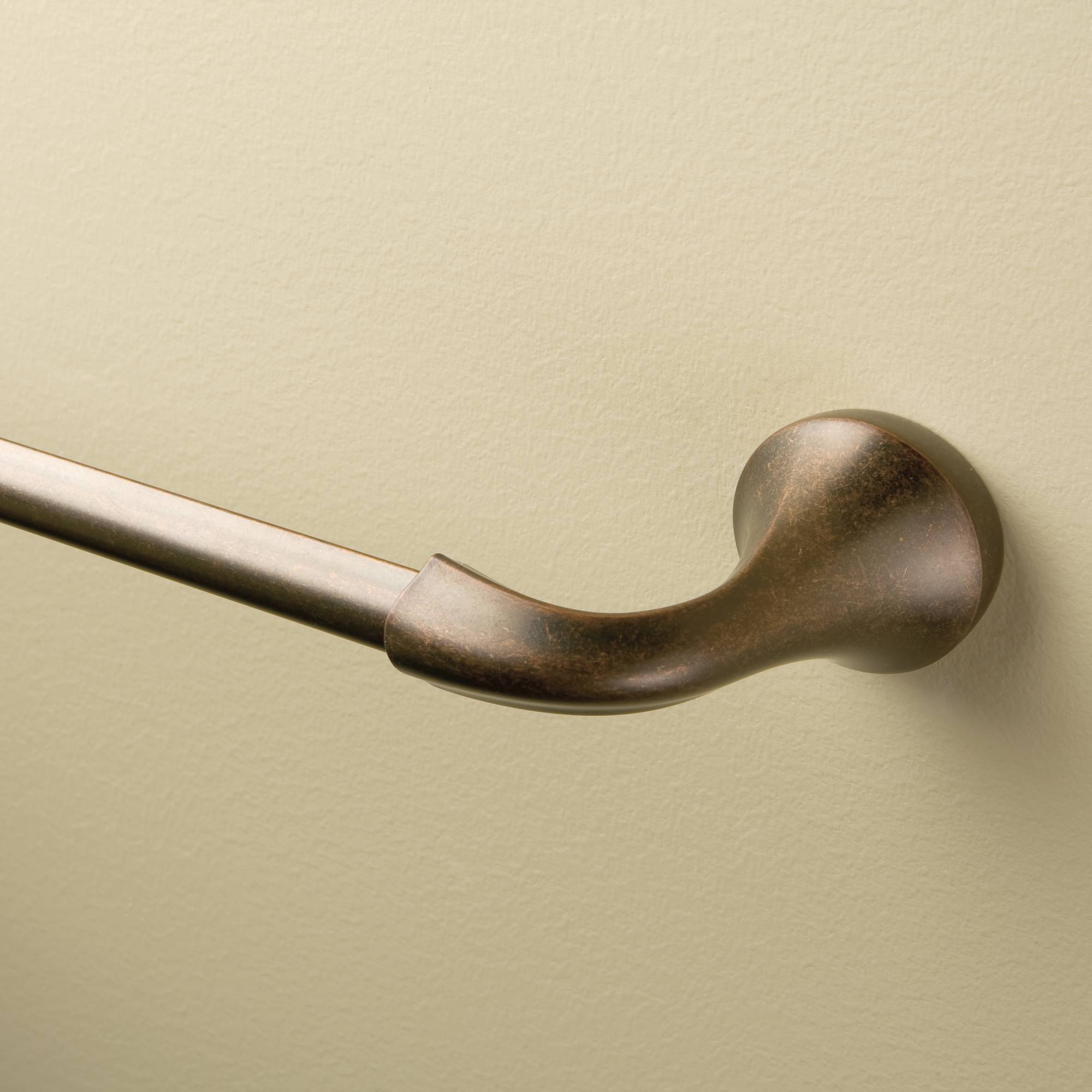Bronze towel bar hardware close-up
