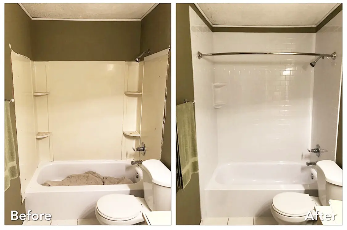 Before and after: Tub Surround Refresh in Oyster Bay, Nassau County