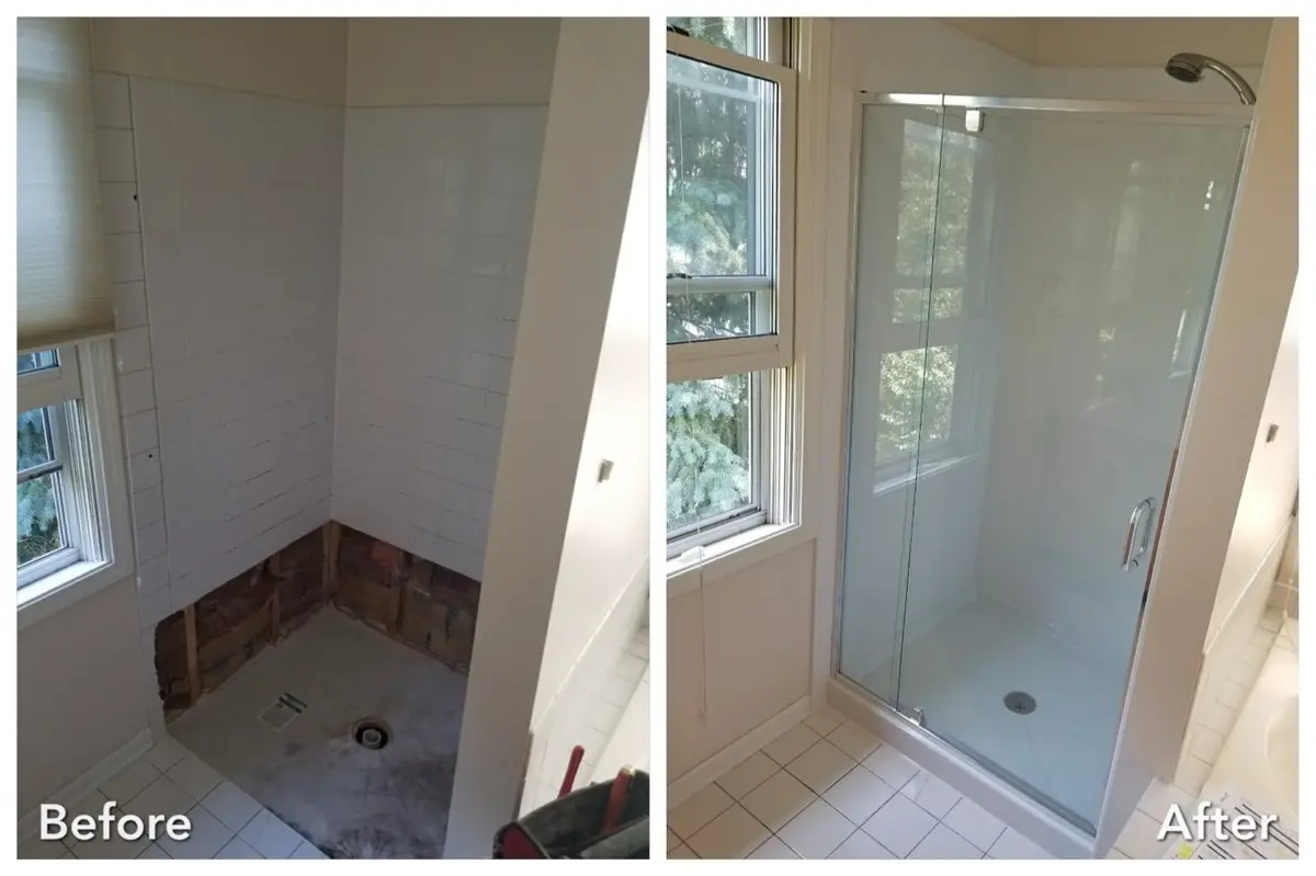 Before and after: Frameless Glass Shower in Rockville Centre, Nassau County
